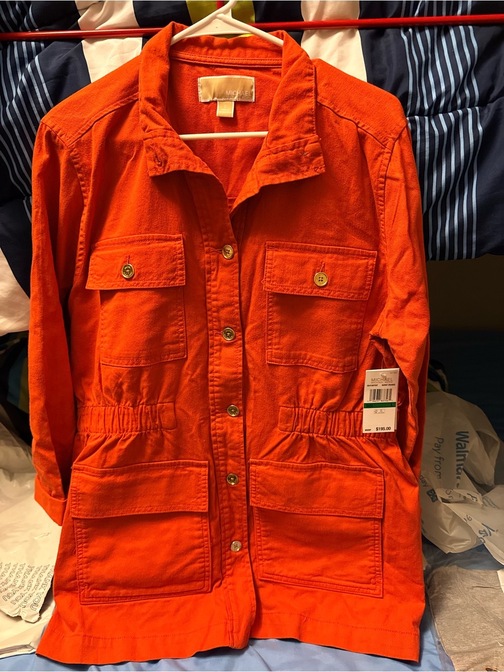NWT- MICHAEL Michael Kors Bright Orange Utility Jacket